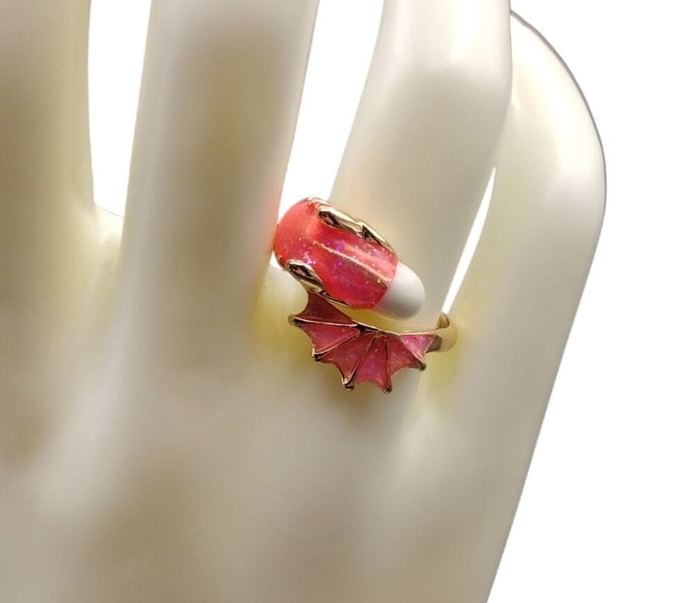 NWOT Dragon Wing Ring Adjustable Pink Gold Plated Chic Gift Fashion Jewelry